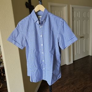Authentic Gucci Men's Checkered Short Sleeve Cotton shirt Neck Size 15.5